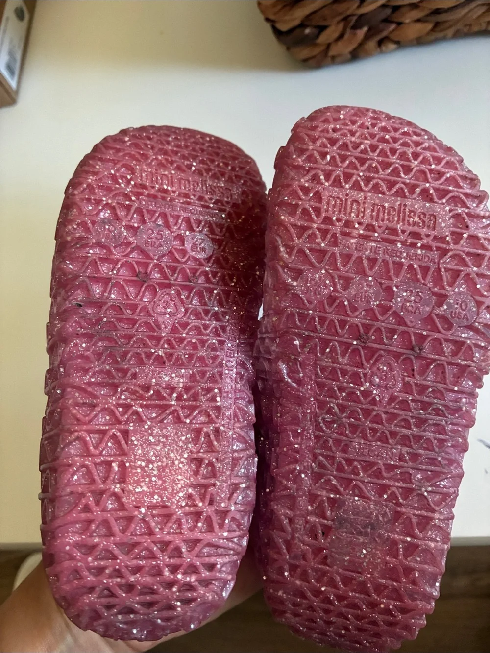 Mini Melissa Sparkle Pink Jelly Mary Jane Sandals